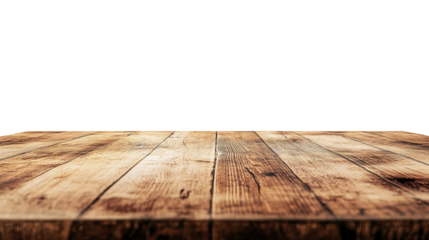 Rustic Wooden Table Surface isolated on a transparent background