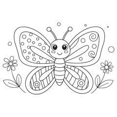 Cartoon Butterfly Coloring Page For Kids vector
