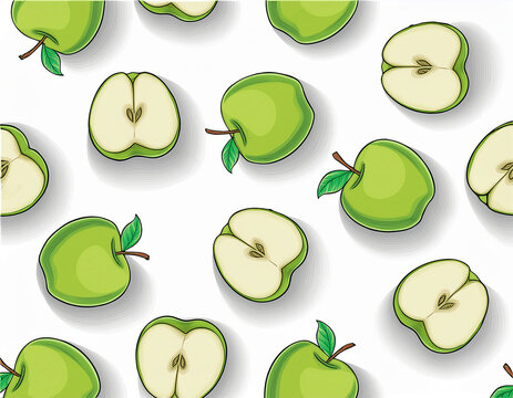 Green apple vector on a plain background