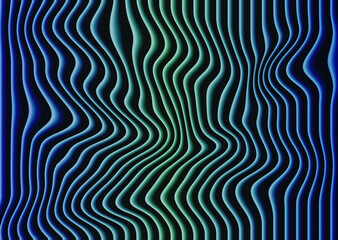 Abstract Wavy Lines in Blue and Green Gradient Flow Pattern