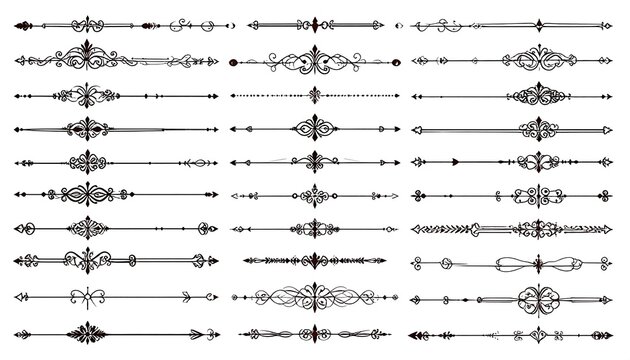 Collection of ornate, decorative line dividers and separators