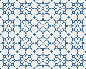 Blue Floral & Star Geometric Pattern for Digital Art, Wallpaper & Textile Design