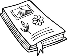 Doodle Field Guide Notebook Subject with Hand-Sketched Botanical Illustrations, Ink Markups, and Taped Photograph in Angled View