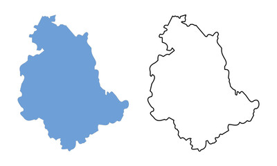 Umbria Region of Italy map vector illustration. Map with detailed outlines and blue silhouettes