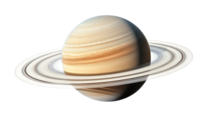 Saturn planet with rings isolated on a transparent background