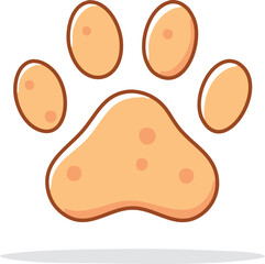 Doodle Playful Paw Print Icon with Sketchy Toe Pads, Textured Pad Lines and Floating Rounded Orientation