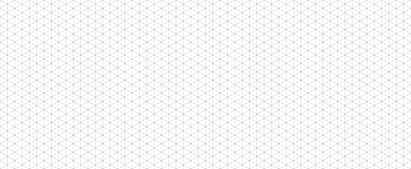 Seamless isometric grid paper. Dashed linear triangular blueprint repeating pattern. Black graph guide background for engineering, architect, technical drawing. Vector lined ruler sheet page template