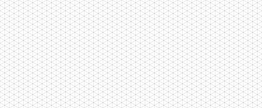 Seamless isometric grid paper. Dashed linear triangular blueprint repeating pattern. Black graph guide background for engineering, architect, technical drawing. Vector lined ruler sheet page template