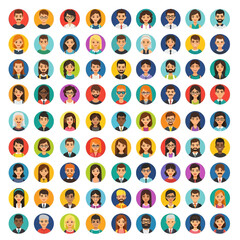 Diverse Collection of Flat Design Avatar Icons for Social Media.