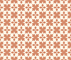 Brown Flower Seamless Pattern on Beige Classic Repeating Ornament Background