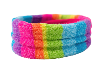 Rainbow-striped terrycloth headband