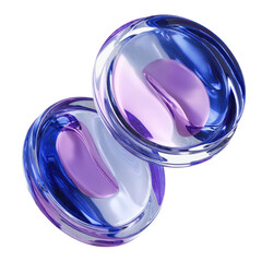Two glass orbs with purple shapes, iridescent shine, floating in void