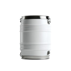 White barrel with silver metal accents, center shot on black background