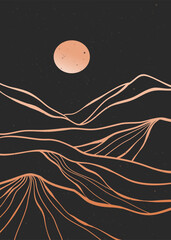 Abstract mountain. Creative minimalist modern line art print. Abstract contemporary aesthetic backgrounds landscapes. with mountain, forest, hill, skyline, wave