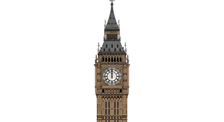 Clock tower known as big ben in london, iconic landmark suitable for travel, architecture, cityscape, england tourism concepts.