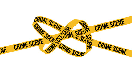 Yellow crime scene tape with the words 'CRIME SCENE' repeated across it, isolated on white.