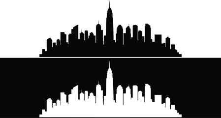 Fototapeta premium New york city skyline silhouette vector graphic design illustration