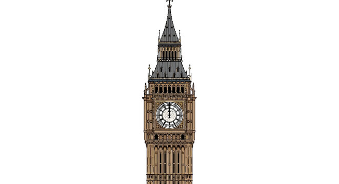 Clock tower known as big ben in london, iconic landmark suitable for travel, architecture, cityscape, england tourism concepts.