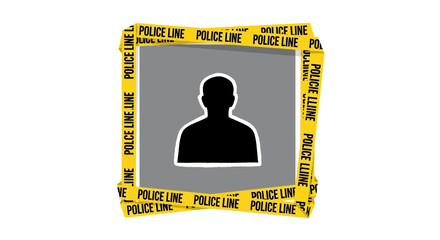 Silhouette of a person framed by yellow police line tape, symbolizing a crime scene or investigation.