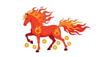 Red fire horse with flaming mane and tail. Perfect for firerelated designs, mystical concepts, and fantasythemed projects. Great for posters and book covers.