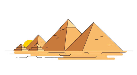 Great pyramids of giza in a desert setting, iconic egyptian landmarks, suitable for travel websites, history blogs, and educational materials.