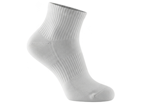 High-quality white ankle sock, cotton blend, unisex apparel, comfortable footwear, fashionable accessory, sportswear essential, stocking stuffer isolated on transparent background