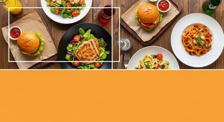 Instagram story template for restaurant promotion, food photography with overlay space for text, vibrant colors, mobile-friendly design, shareable aesthetic