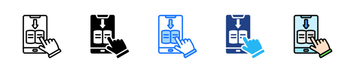 E-Book Reader Icon Set Multiple Style Collection