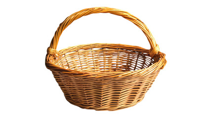 Obraz premium Wicker Basket with Handle isolated on a transparent background