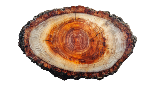 Wood Slice With Tree Rings isolated on a transparent background