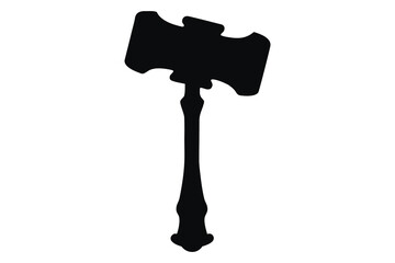 Thor hammer silhouette vector, thunder hammer icon, hammer silhouette
