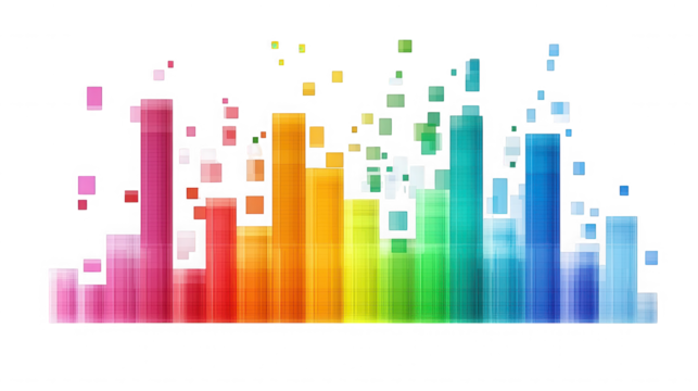 Abstract colorful equalizer bars with pixelated effect art on transparent background - Powered by Adobe