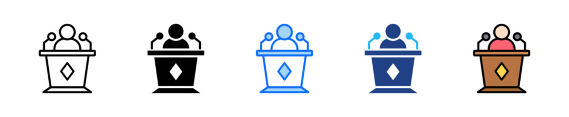 Debate Stage Icon Set Multiple Style Collection