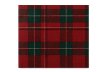 Red and green tartan fabric pattern with textured wool plaid, offering a warm festive textile background