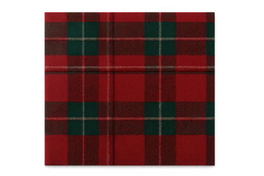 Red and green tartan fabric pattern with textured wool plaid, offering a warm festive textile background