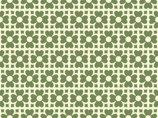 Simple Clover Blossom Seamless Pattern with Green and Cream Hues for Wallpaper Design