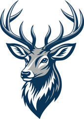 unique deer circular logo design icon, deer head circular icon, geometric deer logo concept, rain deer illustration