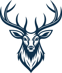 unique deer circular logo design icon, deer head circular icon, geometric deer logo concept, rain deer illustration