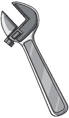 Adjustable Wrench Vector Illustration with Metallic Finish