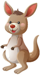 Cartoon Kangaroo Standing Upright with Happy Expression