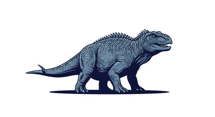 Obraz premium Illustration of a sturdy, spiky-backed dinosaur with scaly skin and a powerful tail, standing on a dark shadow.