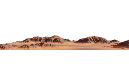 Red desert landscape with rocky mountains and sand dunes isolated on a transparent background image
