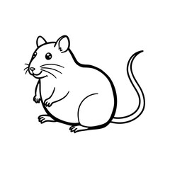 Cute cartoon mouse illustration with simple black and white outline drawing
