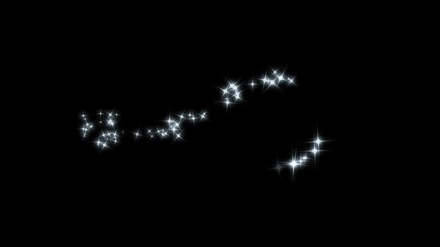 Twinkling glitter stars line animation, flat vector doodle sparkle, glowing light trails, fast line glitter motion, shining bokeh light burst, magic sparkle glitter line star on black screen. 4k video