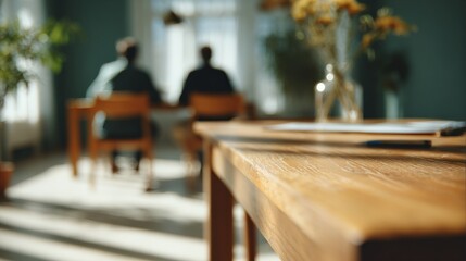 Confidential Notarial Consultation at Wooden Table with Natural Light