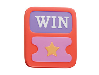 winning ticket icon 3d illustration render