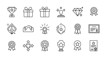 Award and recognition thin line icons set for success and achievement. EPS Editable