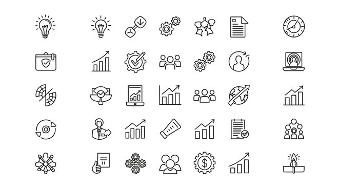 Collection of Business and Technology Icons for Digital Marketing and Innovation. EPS Editable