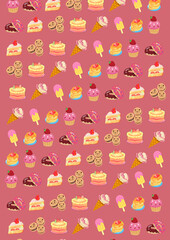 seamless pattern with cake and ice cream