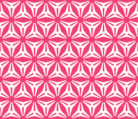 Modern Geometric Floral Seamless Pattern Design with Repeated Flower Shapes Hot Pink Color